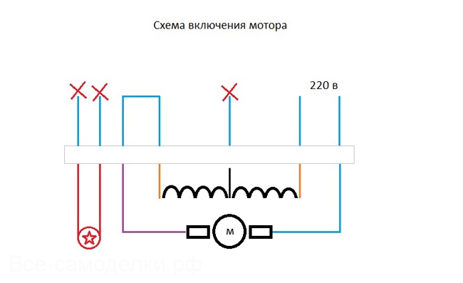 Схема подключения электродвигателя от стиральной машинки на 220в